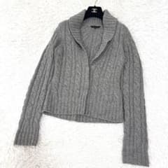 Theory セオリー カーディガン 【S】ウール カシミヤ グレー セオリー theory カシミヤ混 ケーブルニットカーディガン グレー