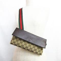 ○ GUCCI グッチ 180691 GGキャンバス×レザー ボディバッグ 茶 - メルカリ