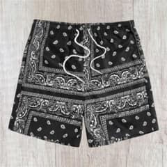 メンズ ペイズリー柄 ショートパンツ ブラックのサムネイル