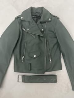 ZARA グリーン ライダースジャケット XSのサムネイル