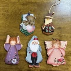 木製オーナメント 5点セット クリスマス ハンドメイドのサムネイル