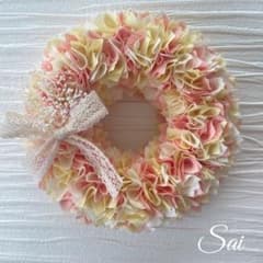 再販　イエローオレンジミックス　ファブリックリースのサムネイル