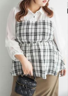 新品 clette ツイードドッキングブラウス*。3Lのサムネイル