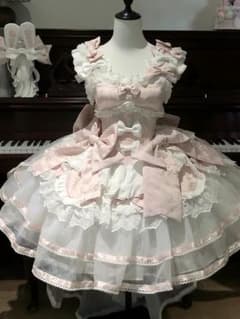 ピンクうさ耳姫ロリフルセット JSK ヘッドドレス付き レースリボンのサムネイル