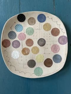 ★作家もの器★佐藤尚理★大皿ドット柄スクエアプレート★bonohoやちむん水玉柄 m52028629601_1.jpg?1750987555