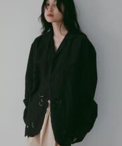 anuke Cutwork Opencollar Shirts ブラックのサムネイル