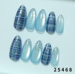 現品☆ツイード＆マグネット ブルー 青 ラメグラ　アーモンド型　秋　トレンド