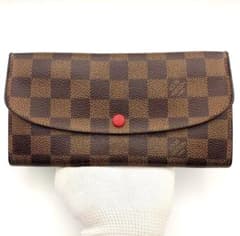鑑定済み ルイヴィトン ポルトフォイユ エミリー 長財布 ダミエ エベヌ