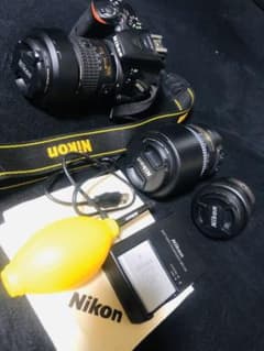 D5500 ダブルズームキット　単焦点レンズ　三脚　リモコン付けますのサムネイル