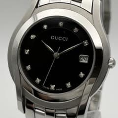 メンズ 稼働】GUCCI 5500M 11Pダイヤ デイト ブラック文字盤 - メルカリ