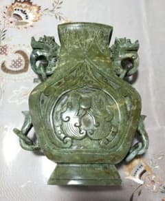 セール中❗!アンティーク美術品　天然玉石彫り花瓶　双耳龍紋　吉祥紋 セール中❗!アンティーク美術品 天然玉石彫り花瓶 双耳龍紋 吉祥紋