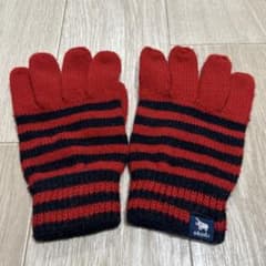 s&nd ボーダー ニット手袋 レッド×ネイビーのサムネイル