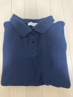 ネイビー ニット ポロシャツ 半袖のサムネイル