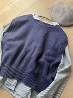 IENA イエナ ネイビー ブークレー ニット ベスト オシャレ シンプル