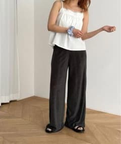 【美品】CANAL JEAN レーヨンパイルパンツ Miller チャコールのサムネイル