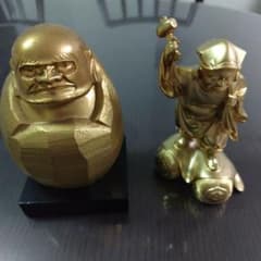 高村光雲 十二支 レリーフ セット 大黒天)24KGP 高村光雲☆(達磨)名久井十九三作／金メッキセット