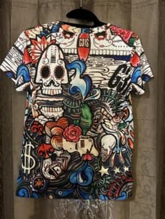 最終値下げ　骸骨　スカル　tee  パニックドクロインパクトTEE  総柄のサムネイル