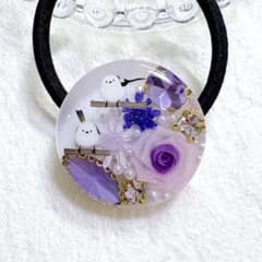 ⑤-⑳レジンヘアゴム。シマエナガ。樹脂粘土薔薇。スターフラワー