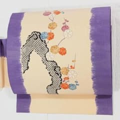多ち花 名古屋帯 正絹 縮緬 摺り友禅 絞り 梅 カジュアル №aio0061