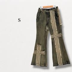 ノーロマンス 禁忌浪漫【S】グランジフレアデニムパンツ クロス 
