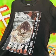 入手困難】used BAKI 刃牙 ブラック 漫画 アニメTシャツ - メルカリ