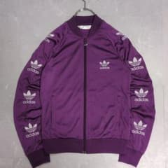 激レア　90s　アディダス　トラックジャケット　国旗タグ　パープル　トレフォイルのサムネイル