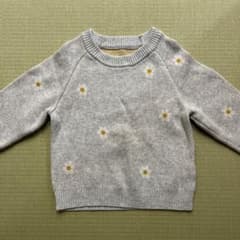花柄刺繍 グレー ニットセーター　12m-18m - 3