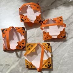ハロウィン 折り紙 かぼちゃ バスケット 4個セットのサムネイル