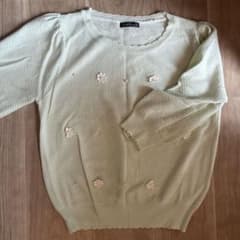 C.D.S BASIC 花柄モチーフ ニット 五分袖のサムネイル