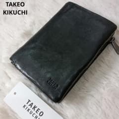 【タグ付未使用品】TAKEO KIKUCHI オイスター 二つ折り財布 黒 羊革のサムネイル