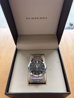 美品】BURBERRY バーバリー腕時計 クロノグラフ 稼動品 ブラック文字盤