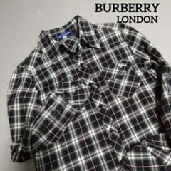 バーバリーロンドン✨️フランネルシャツ チェック ノバチェック黒