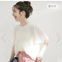 今期SS VIS【洗える】フレアーシフォンプリーツ半袖ブラウスのサムネイル