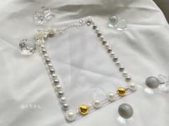 硬質 トレカケース デコ 花 バラ 白 ホワイト ゴールドのサムネイル