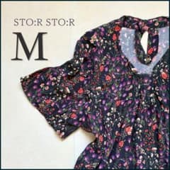 STO:R STO:R 花柄ブラウス 半袖 キュプラ混 ブラック 9 Mのサムネイル