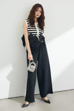 Frene ボーダーノースリーブ リボン付き パンツセットアップのサムネイル