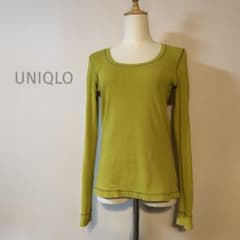 UNIQLO ユニクロ M ピスタチオカラー配色ステッチ長袖カットソー