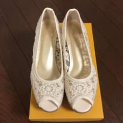 ヒルズアベニュー レースパンプス オープントゥのサムネイル