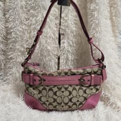 COACH shoulder bag soho Signature PINK