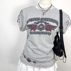 y2k❤️00s Harley-Davidson スター スタッズ ロゴ Tシャツ
