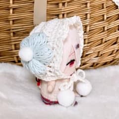 10㎝ ちびぐるみ にじぱぺ ぬい服 ぷっくりお花ボンネット 水色 4