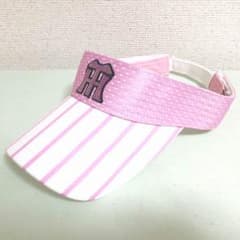 阪神タイガースサンバイザー　 ドット柄スパンコールロゴデザイン ホワイト×ピンクのサムネイル