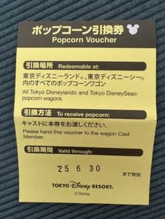 ディズニーランド ディズニーシー ポップコーン引換券のサムネイル