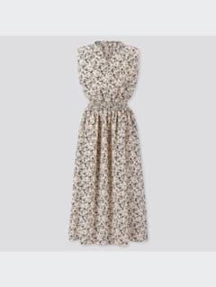 【新品♡未着用】UNIQLO　プリントシャーリングロングワンピース Lサイズのサムネイル