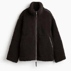 【新品未使用】H&M ルーズテディジャケット　ダークブラウン　XXSのサムネイル