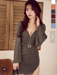 フロントジップ ベルト付き ミニドレスのサムネイル