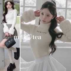 ダーリッチ 新品タグ付 スムースファーリブニットトップス フリー