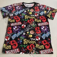 USJ marvel 스파이더맨 반소매 T셔츠 총무늬 블랙 L