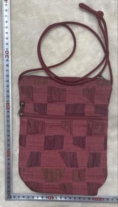 【美品　MARUCA パッチワーク調クロスボディバッグ（ポシェット）ボルドー系】 - 5
