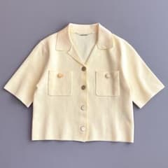 FRAY I.D✨25SS オープンカラー ミラノリブニットジャケット 金ボタン 